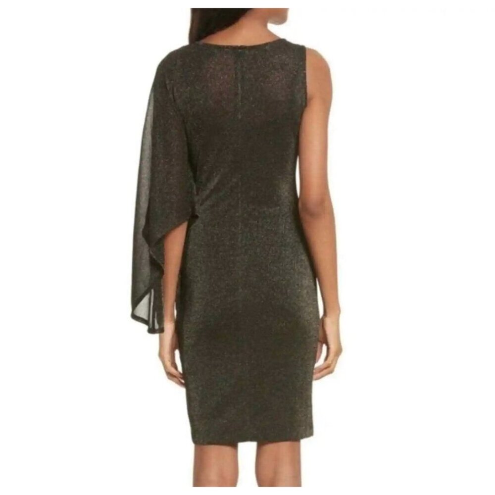 Ted Baker Womens Small Monyca Draped One Shoulder Dress Gold Metallic Cocktail - Picture 5 of 16